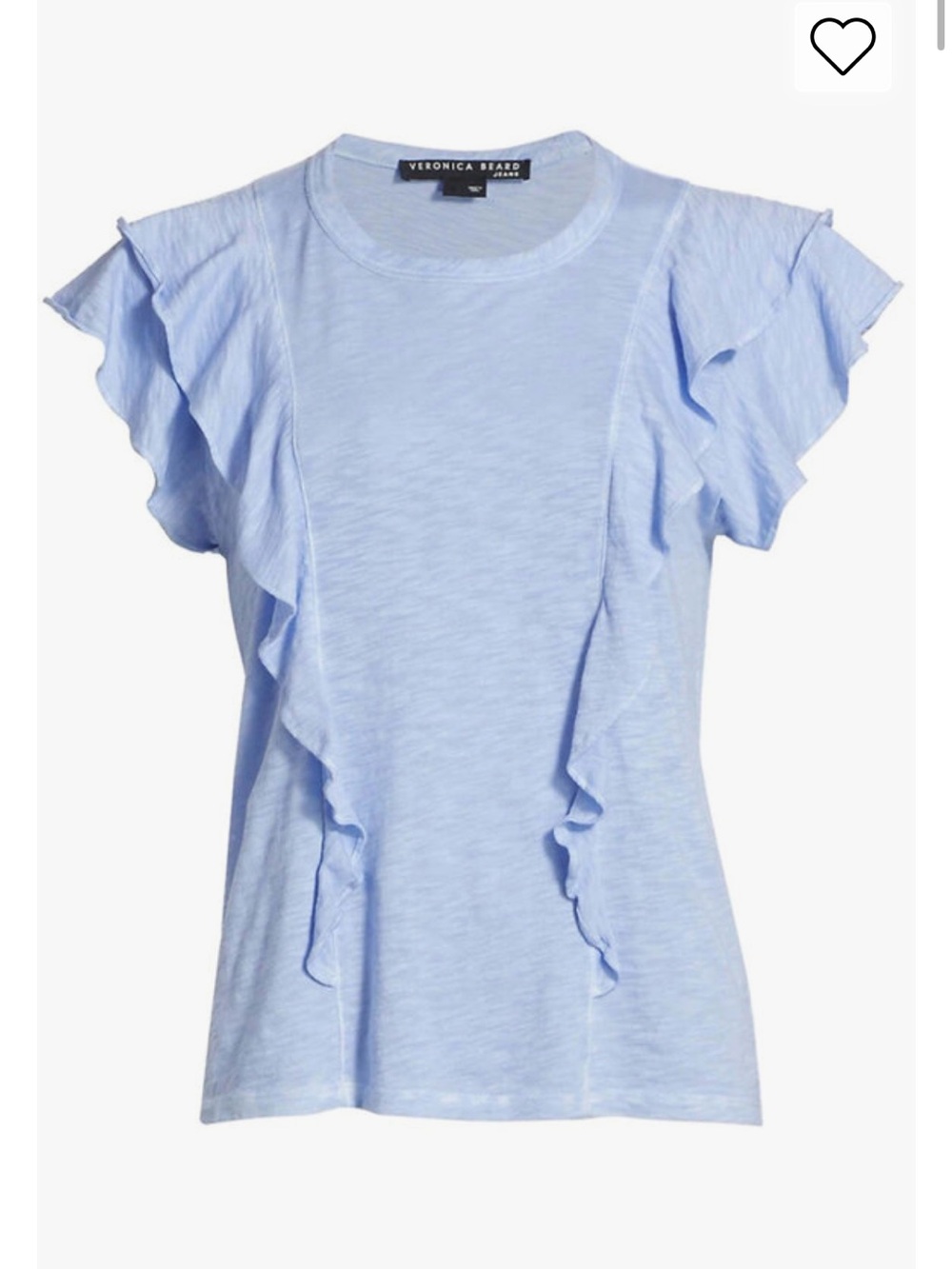 Veronica Beard Light Blue Ruffle Short Sleeve Tee
